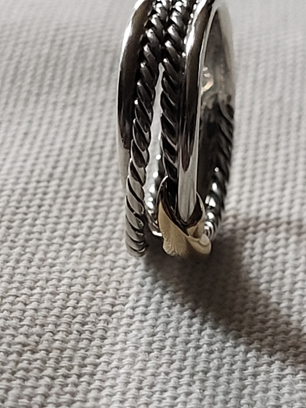 David Yurman Two-Tone X Crossover Band Ring Yellow Gold & Sterling Silver. #225k - Picture 10 of 12